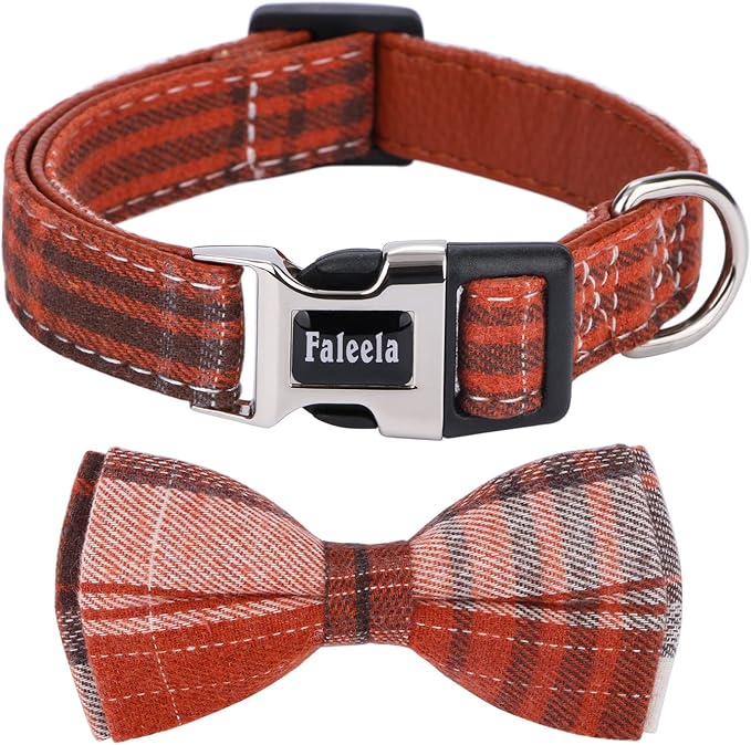 Faleela Soft &Comfy Bowtie Dog Collar,Detachable and Adjustable Bow Tie Collar,for Small Medium Large Pet (Small (Pack of 1), Orange)