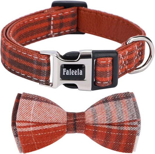 Faleela Soft &Comfy Bowtie Dog Collar,Detachable and Adjustable Bow Tie Collar,for Small Medium Large Pet (Small (Pack of 1), Orange)