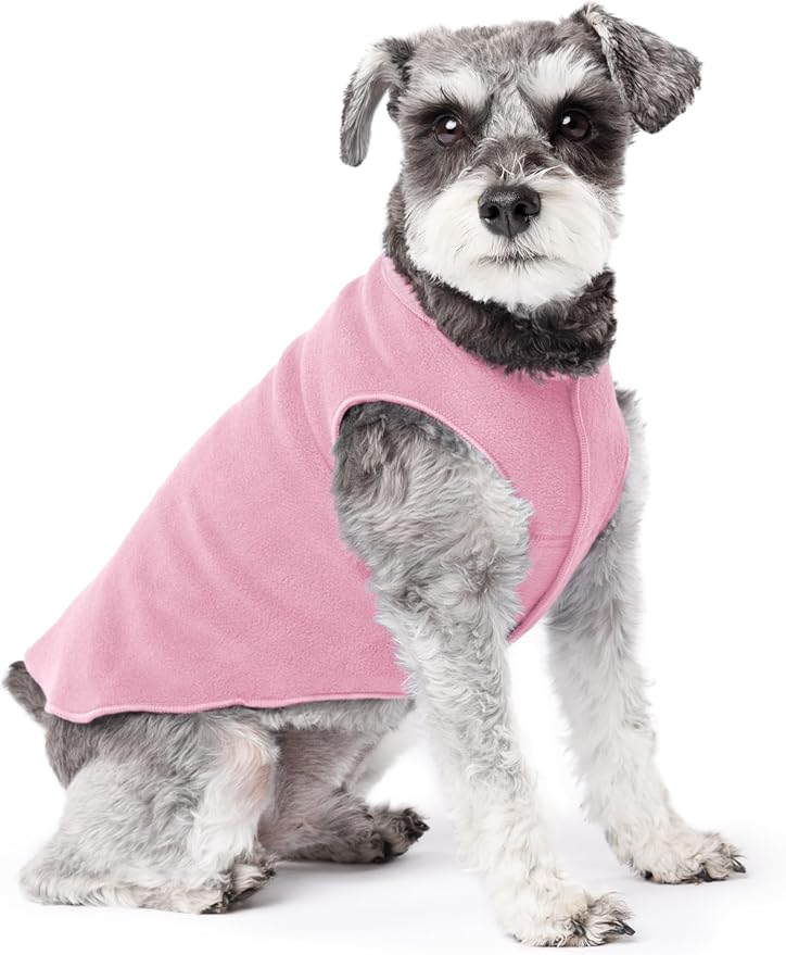 Stretch Fleece Dog Coat, Stretchy Pet Sweater, Machine Washable Pullover for Winter and Fall, Rose, 10