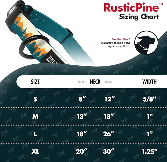 Tuff Pupper Premium Adjustable Dog Collar for Extra Large Boy Dogs, Stylish Pattern Collars Designed in USA, Quick Release Buckle, RusticPine Print for Male Dogs, XL (1.25 Inch Wide x 20-30 Inch Neck)