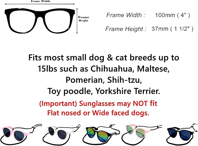 G014 Dog Cat Pet Panto Round Sunglasses for Small Breeds up to 15lbs (Panto White)