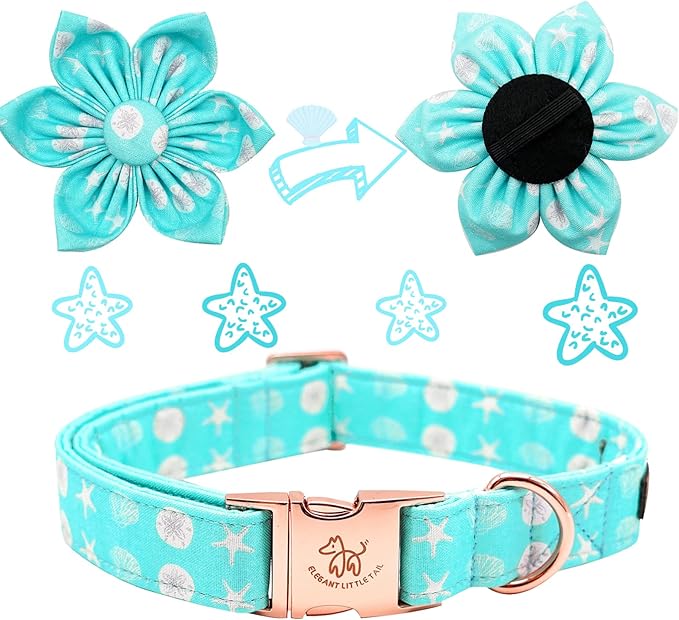 Elegant Little Tail Girl Dog Collar with Flower - Summer Collar for Small, Medium & Large Dogs