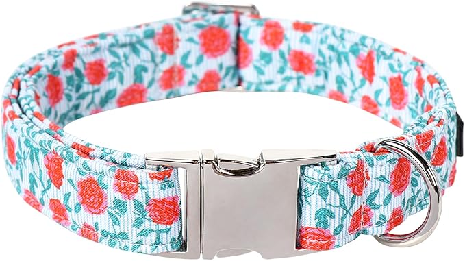 Lionet Paws Dog Collar, Comfortable Adjustable Cute Collar with Metal Buckle for Male Female Puppies, Rose, XS, Neck 8-12 inches