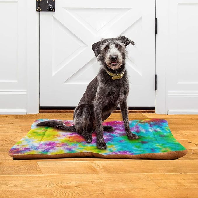 Colorful Tie Dye Pattern Dog Cat Bed, Rectangle Comfortable Pet Bed, Ultra Soft Calming for Small Medium Large Dogs, 18" x 24"