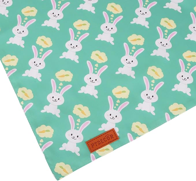 PTDECOR Easter Dog Bandana, Green and Yellow Rabbit Carrot Reversible Holiday Dog Scarf, Multi Size, Triangle Pet Easter Bandanas for Large and Extra Large Dogs Pets (X-Large)