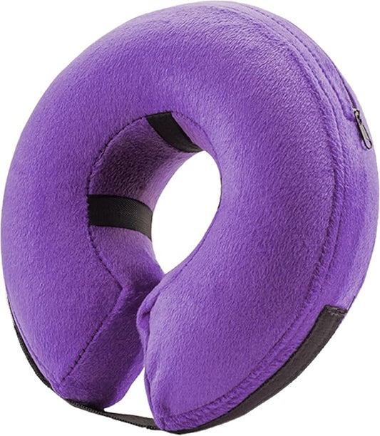 BENCMATE Protective Inflatable Collar for Dogs and Cats - Soft Pet Recovery Collar Does Not Block Vision (Large, Purple)