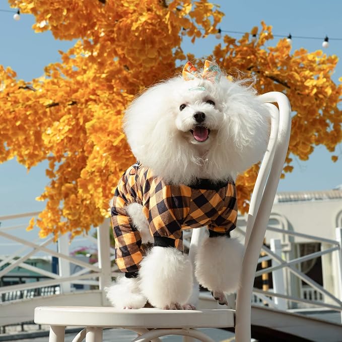 CuteBone Thanksgiving Dog Pajamas Costumes Pet Clothes Cat Apparel Shirt Winter Holiday Cute Pjs Outfits for Doggie Onesies P261M