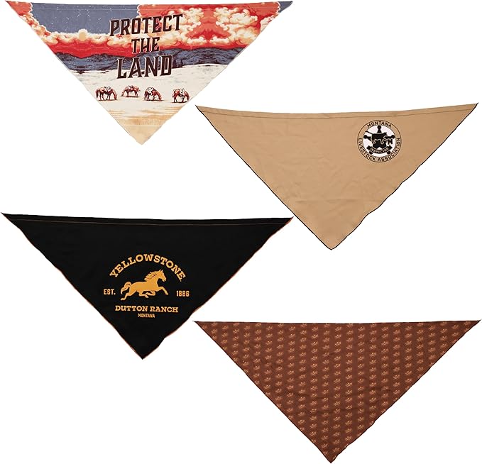 Official Yellowstone Merchandise| Dutton Ranch Dog Bandanas Set - Pack of Western Bandanas for Medium - Large Dogs