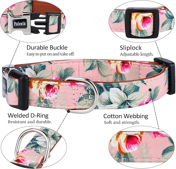 Faleela Cute Soft Girl Dog Collar with Bow, Bowtie Dog Collar for Boy,Detachable Adjustable Collar for Small Medium Large Pet