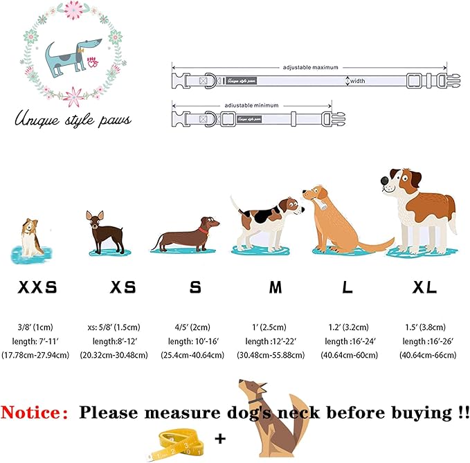 Unique style paws Dog Collar with Tie Pink & Green Plaid Dog Collar Best Gifts for Small Medium Large Dogs -M