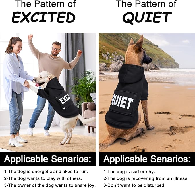 GreenJoy Magic Dog Sweater with 4 Interchangeable Patterns - Dog Hoodie Cold Weather Dog Coat Hooded Sweatshirt for Puppies,Cats, Small Medium Large Dogs (Black (Letter Print A), XX-Large)