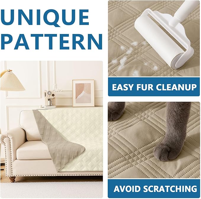 hyha Waterproof Dog Blanket, Reversible Pet Bed Blanket, Soft Sofa Couch Cover for Dogs Washable, Waterproof Pet Couch Covers for Sofa Puppy Cats Furniture Protector(52"x82", Taupe/Beige)