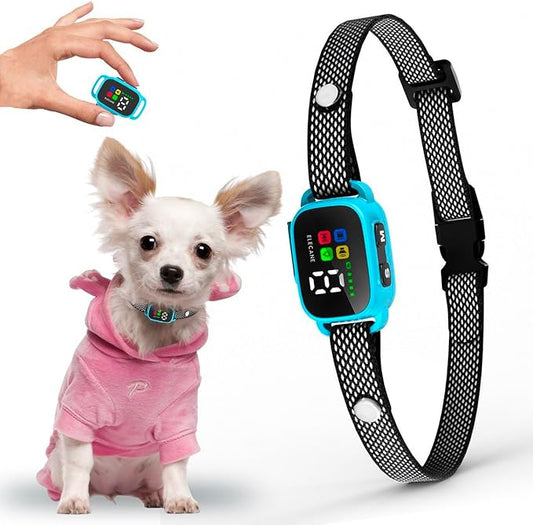 Tiny Bark Collar for Small Dogs 5-15 lbs and Puppies - No Shock Anti Barking Collar - Rechargeable Smart Collar for Dog Training with 7 Sensitivity Levels and 3 Beep&Vibration Modes (Blue)