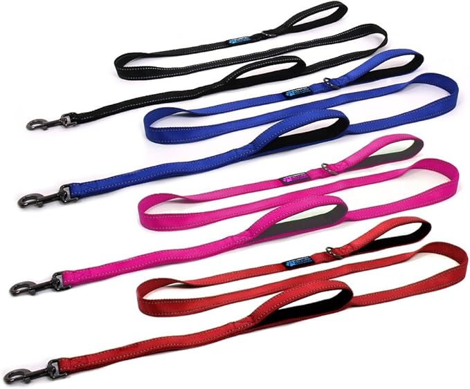 Max and Neo™ Double Handle Traffic Dog Leash Reflective - We Donate a Leash to a Dog Rescue for Every Leash Sold (Blue)