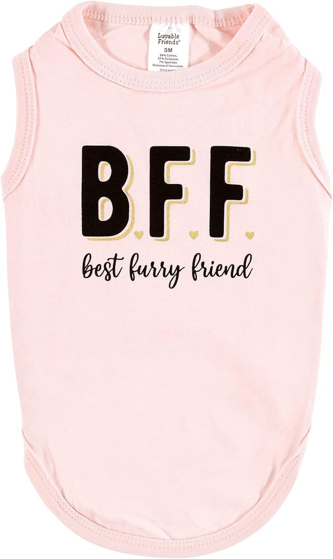 Luvable Friends Dog Pet Dog and Cats Cotton T-Shirts 2pk, BFF Leopard, Medium