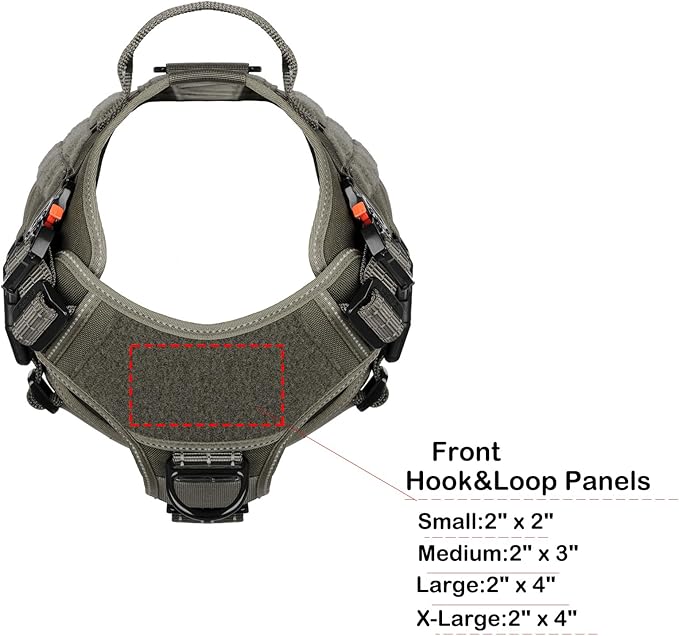 ICEFANG Tactical Dog Harness,Large Size, 2X Metal Buckle,Working Dog MOLLE Vest with Handle,No Pulling Front Leash Clip,Hook and Loop Panel