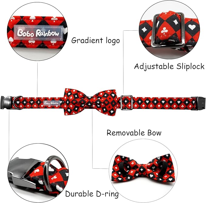 Adjustable Dog Collar - Bowtie Collar for Small, Medium, Large Dogs