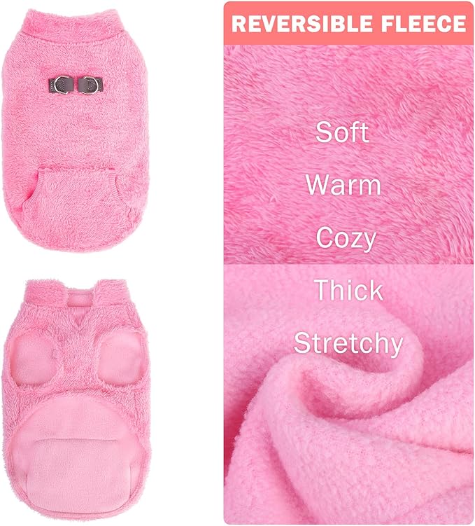 SCENEREAL Fleece Vest Dog Sweater, Dog Jacket with Harness Built in Pocket for Small Medium Dogs, Pet Cold Weather Coat with Soft Lining, Plush Warm Pullover Clothes for Puppy Boys Girls