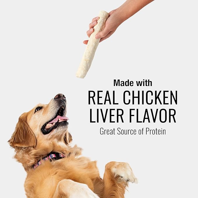Good n Fit Large Rolls with Real Chicken Liver Flavor, 2 Count, Long-Lasting Highly Digestible Rawhide Chews for Dogs