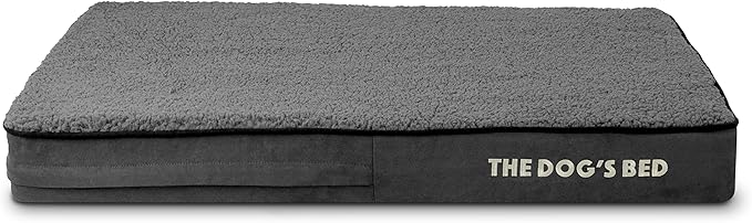 The Dog’s Bed Orthopedic Memory Foam Dog Bed, Dark Grey Plush Medium 34x22, Pain Relief for Arthritis, Hip & Elbow Dysplasia, Post Surgery, Lameness, Supportive, Calming, Waterproof Washable Cover