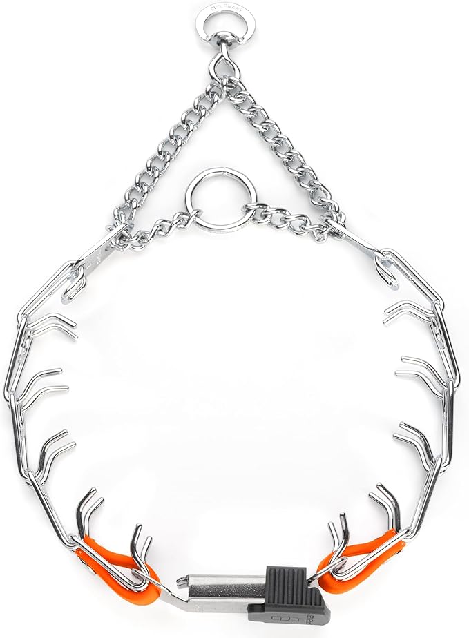 Herm Sprenger Chrome Plated Steel Dog Collar with Quick Release ClicLock Buckle and Biothane Insert Training Collar for Dogs Made in Germany (Hunter Orange, 16in x 2.25mm(Neck Size up to 13-14in))
