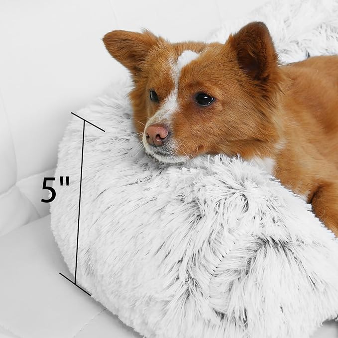 Calming Dog Bed Fluffy Plush Dog Mat for Furniture Protector with Removable Washable Cover for Large Medium Small Dogs and Cats (XS (31"x23.5"x5"), Light Grey)