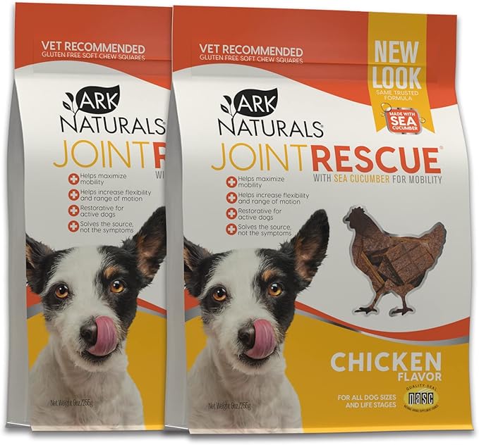 ARK NATURALS Joint Rescue Dog Chew, Chicken Flavor, Joint Supplement with Glucosamine & Chondroitin, 2 Pack