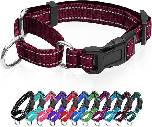 Reflective Martingale Dog Collars. Dog Collar with Quick Release Buckle. Adjustable Soft Padded Breathable Nylon Pet Collar Suitable for Puppies for Small Medium Large Dogs.