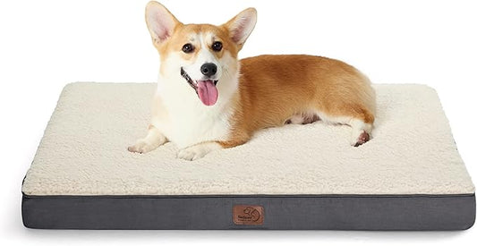 Bedsure Dog Bed Medium Size Dog - Orthopedic Waterproof Puppy Beds with Removable Washable Cover, Egg Crate Foam Pet Mat, Suitable for Pet Up to 35 lbs