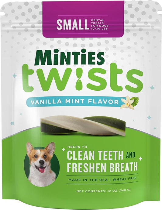 Minties Twists VetIQ Dog Dental Bone Treats, Dental Chews for Tiny/Small Dogs (Under 40 lbs), 16 Count