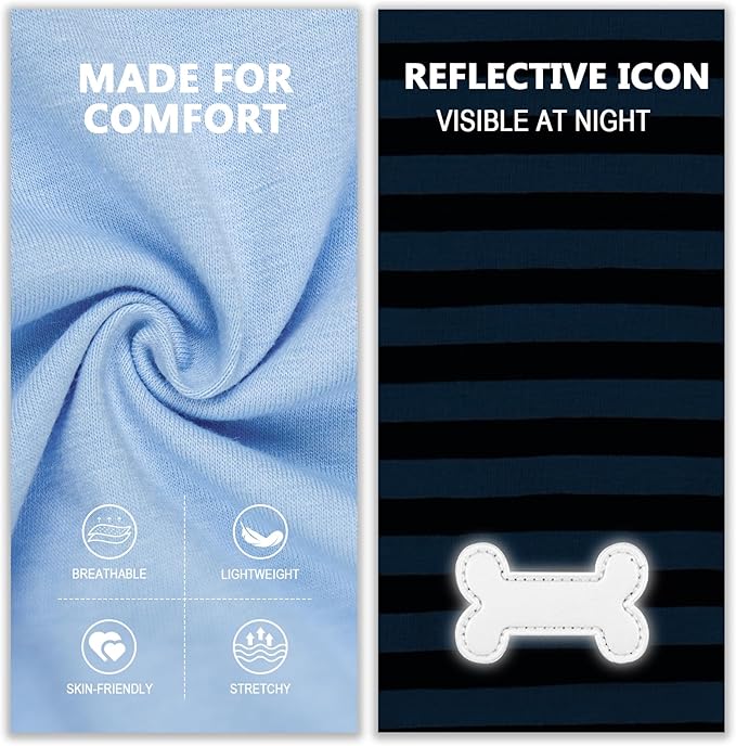 KYEESE 2Pack Dog Shirts Striped T Shirt Soft Tee for Small Dogs Cotton Tank Top Lightweight Sleeveless Vest Dog Clothes, Small,Dark Blue+Striped