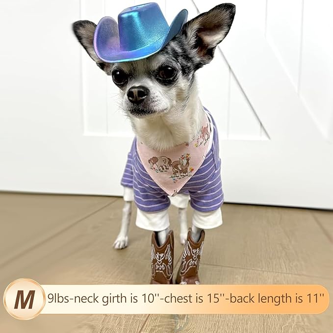 KYEESE Dog Pajamas Striped Puppy Pajamas Soft Pet Outfit Stretchable Dog Onesie Lightweight Dog Clothes Comfort Pet PJS for Small Medium Dogs, Purple, M