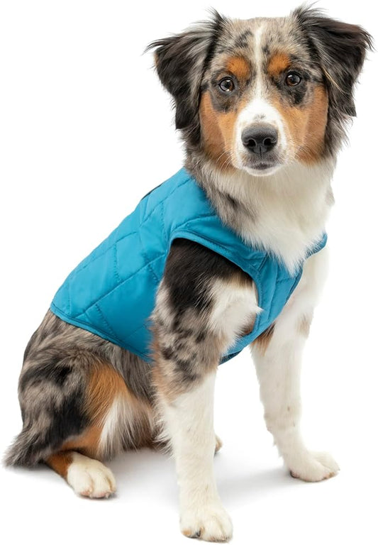 Kurgo Loft Dog Jacket, Reversible Dog Coat, Wear with Harness or Sweater, Water Resistant, Reflective, Winter Coat for Small Dogs (Coastal Blue, XS)