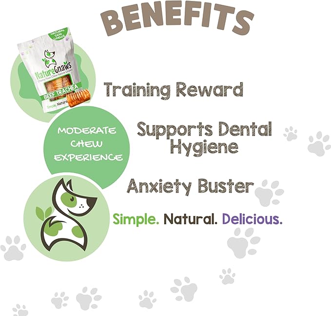 Nature Gnaws Beef Trachea Chews for Dogs 3" (12 Count) - Long Lasting Natural Crunchy Dog Chew Bones - Rawhide Free