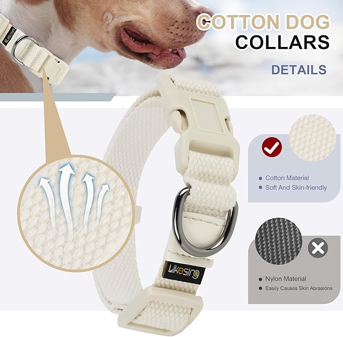 Breathable Small Dog Collar, Adjustable Pet Girl Boy Collars with Quick Release Buckle D-Ring, Soft Comfortable Colorfast Beige Puppy Coll'ar for XS Small Medium Large Dogs(S, Pink)