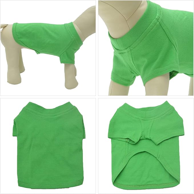 Lovelonglong Pet Clothing Dog Costumes Basic Blank T-Shirt Tee Shirts for Small Dogs Green XS