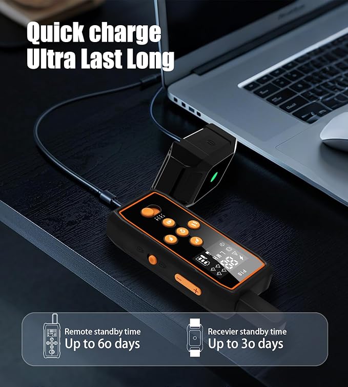 Dog Training Collar with Remote 3600Ft - Shock Collar for Barking Control, 4 Modes(Beep/Vibe/Static), IPX7 Waterproof for Swimming, 30-Day Rechargeable Battery, Adjustable for Small to XL Dogs