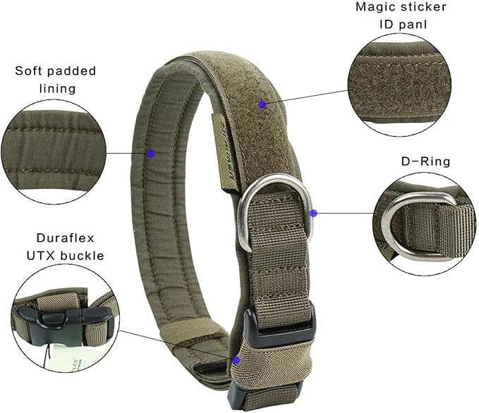 Excellent Elite Spanker Tactical Dog Collar Military Training Nylon Adjustable Dog Collar for Large Medium Small Dog(RGN-S)