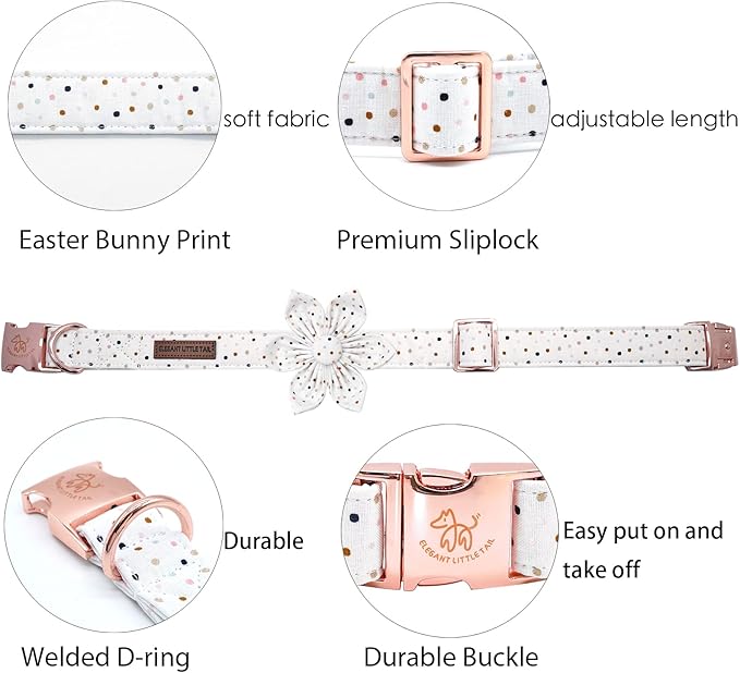 Elegant Little Tail Cute Pet Collar with Flower, Adjustable for X-Small Dogs