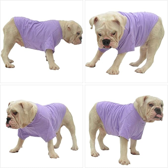 Lovelonglong Pet Clothing Dog Costumes Basic Blank T-Shirt Tee Shirts for Medium Large Dogs Violet XXL+