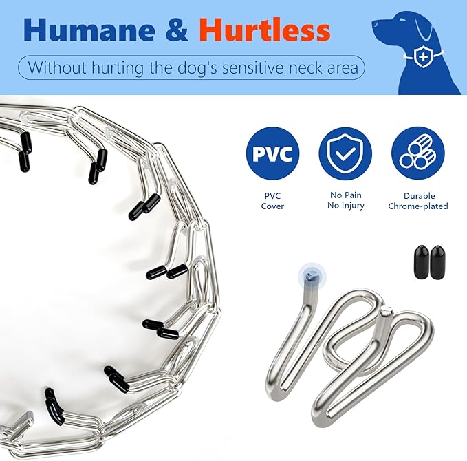 Supet Prong Collar for Dogs Training Collar, Adjustable Pinch Collar with Quick Release Buckle for Small Medium Large Dogs, No Pull Dog Collar (Packed with One Extra Links)