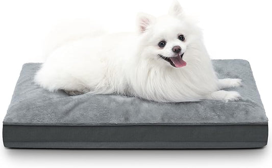 Dog Crate Bed Waterproof Deluxe Plush Dog Beds with Removable Washable Cover Anti-Slip Bottom Pet Sleeping Mattress for Large, Medium, Jumbo, Small Dogs, 29 x 18 inch, Gray