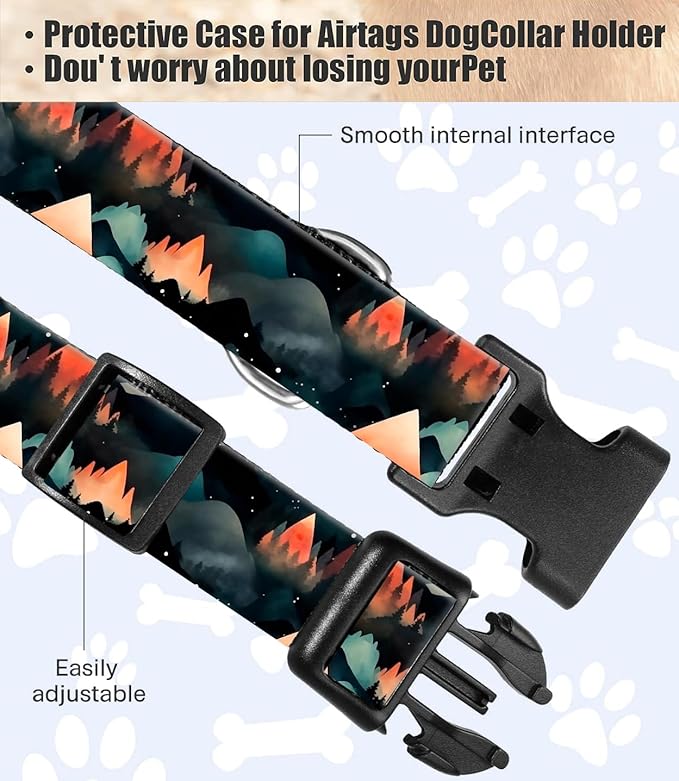 Dog Collar, Cute Dog Collar for Small Medium Large Dogs, Personalized Adjustable Soft Pet Collars with Quick Release Buckle for Walking Running, Fire Mountain