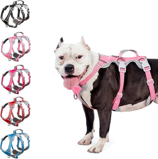 No Escape Dog Harness, Escape Proof Harness, Reflective Harness with Padded Handle, Breathable, Durable, Adjustable Vest for Small Dogs Walking, Training, and Running Gear（Pink,S