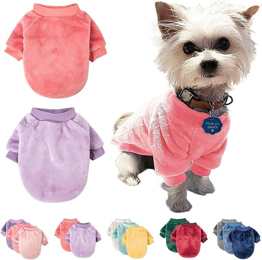 FabriCastle Dog Sweaters, 2-Pack Dog Clothes XXS XS for Small Dogs Girl & Cats, Ultra Soft and Warm Pet Coats, Winter Pet Jacket, Doggy Apparel Costumes, Puppy Outfits (Pink,Light Purple, XX-Small)