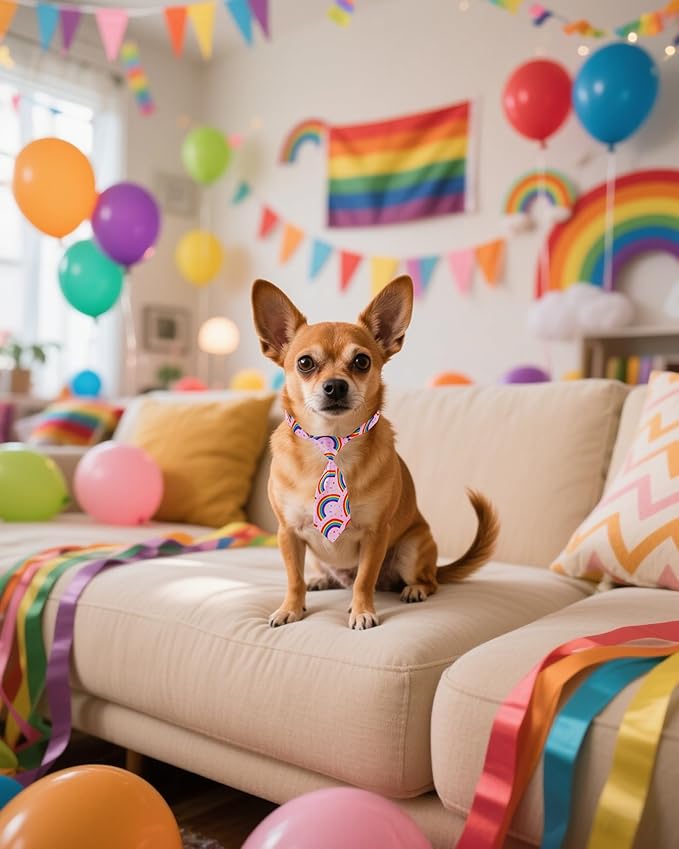PET SHOW 10 Pack Pride Month Small Dog Ties Neckties for Doggies Cats Rainbow Neck Ties Bowties Girl Boy Pets LGBT Costumes Puppy Adjustable Holiday Grooming Accessories Wedding Party Gift Favor