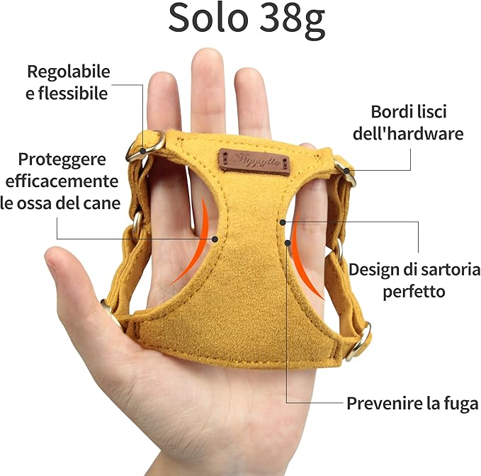 Puppytie No Pull Dog Harness with Multifunction Dog Leash,Soft Adjustable No Choke Escape Proof Pet Harness Vest for Medium Dogs or Large Dogs,Yellow,M