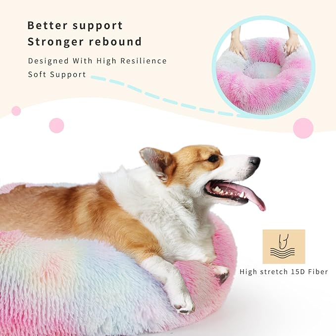 Calming Dog Bed for Medium Dogs Washable Anti-Anxiety Dog Beds fit 30bls Pets,30 Inches