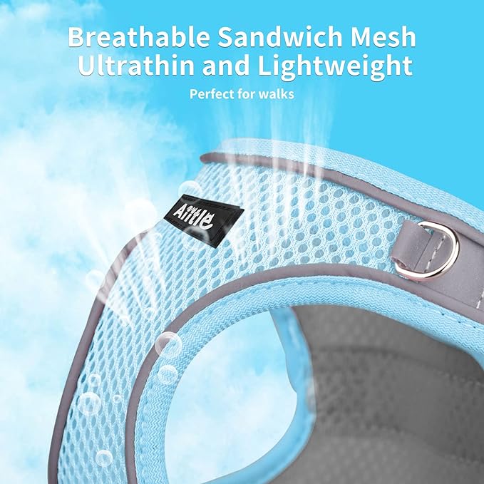 AIITLE Escape Proof Dog Harness - Step in Adjustable Dog Harness No Choke Over with Breathable Mesh and Quick-Release Buckle for Spring- Outdoor Walking, Camping, Training for Medium Dogs Blue XL