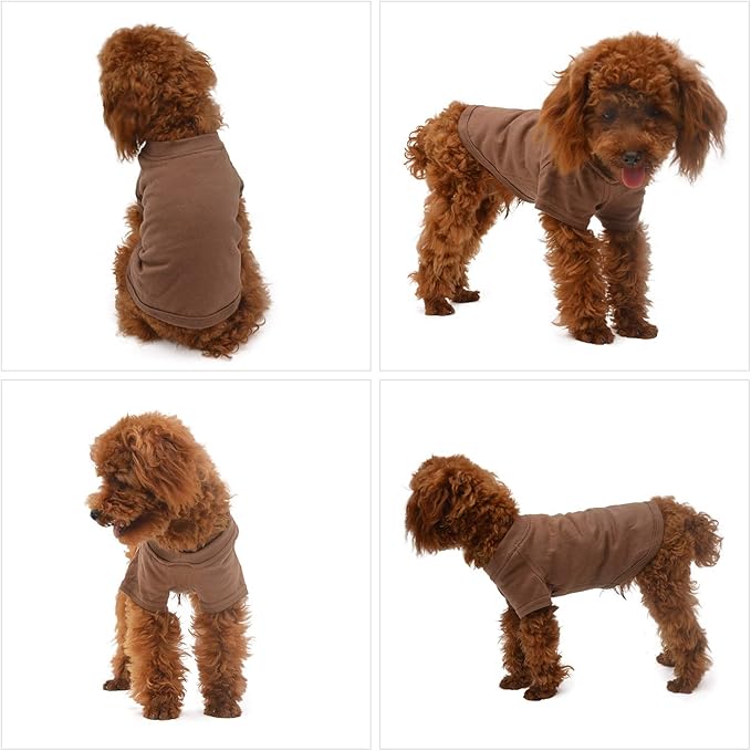 Lovelonglong Pet Clothing Dog Costumes Basic Blank T-Shirt Tee Shirts for Small Dogs Coffee L